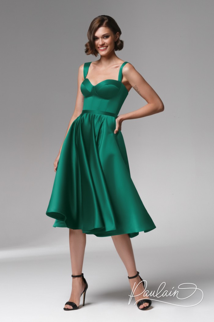 Spectacular green midi length corset bustier dress- TATI MIDI | Paulain